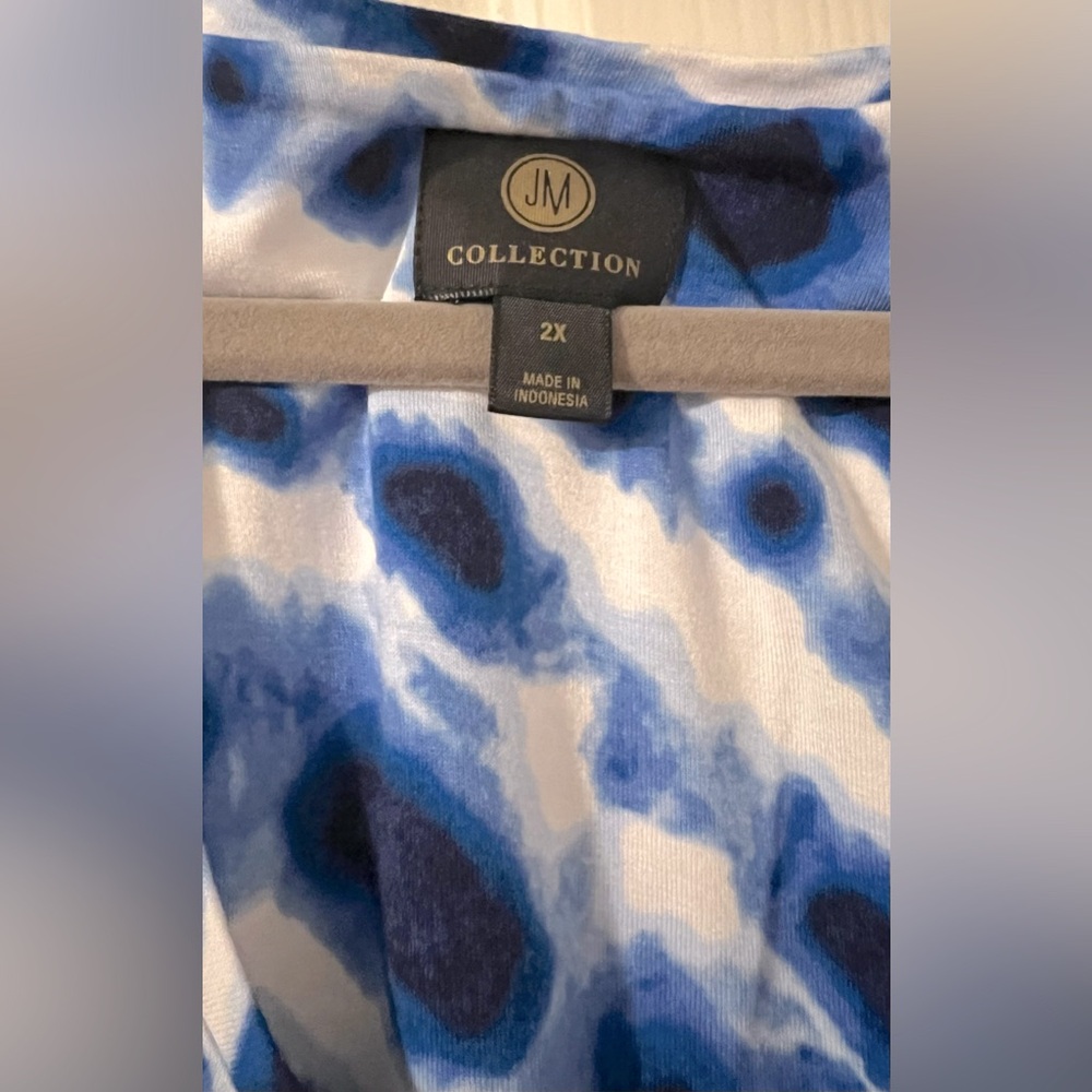 JM Collection Women's Blue Cold Shoulder Round Neck Knit Top Plus Size 2X - Picture 6 of 8